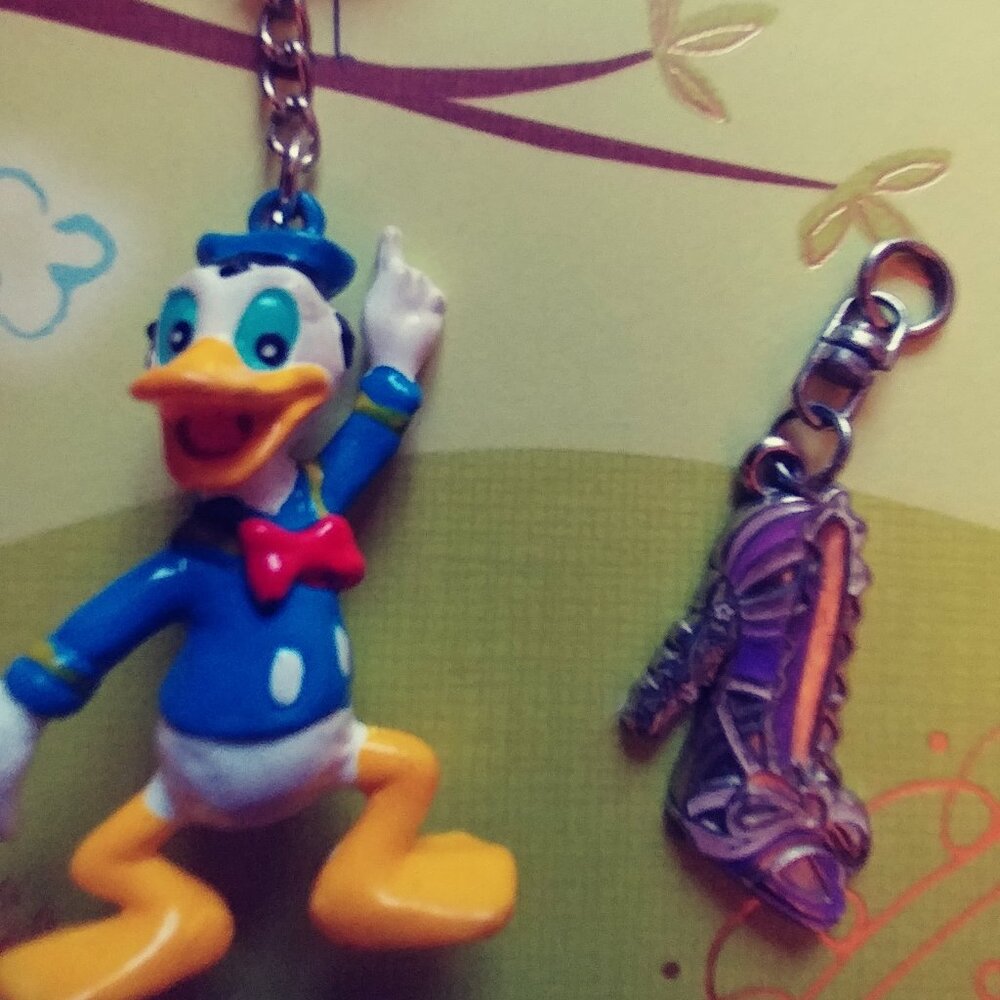Bundle of Donald Duck Figural Keychain and  Princess Shoe keychain